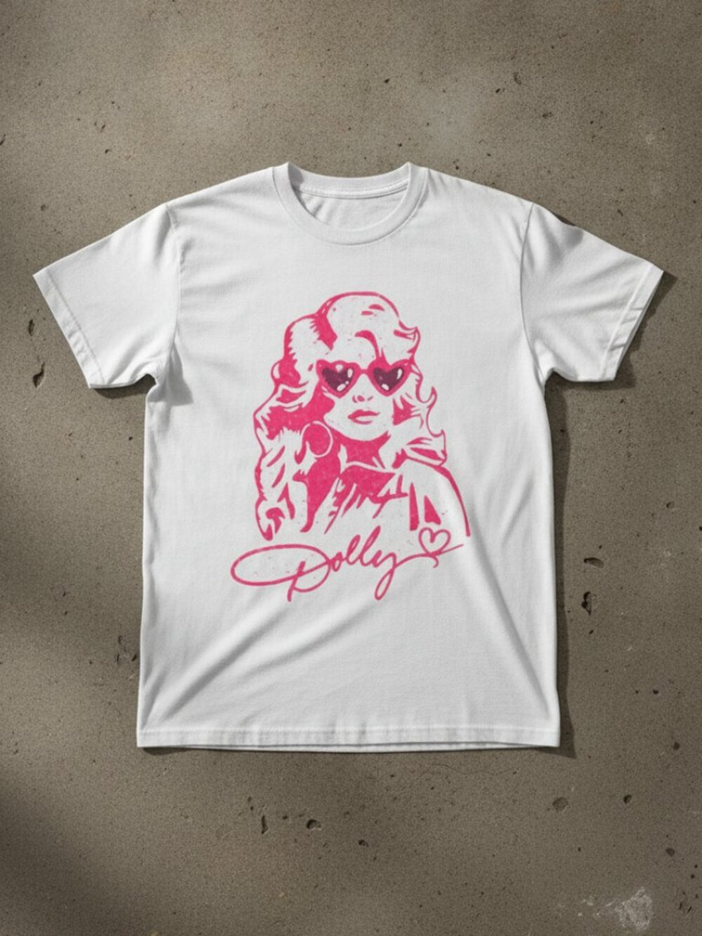 Dolly Graphic Tee | Pink Vintage Country Music T-Shirt | Heart Sunglasses Retro